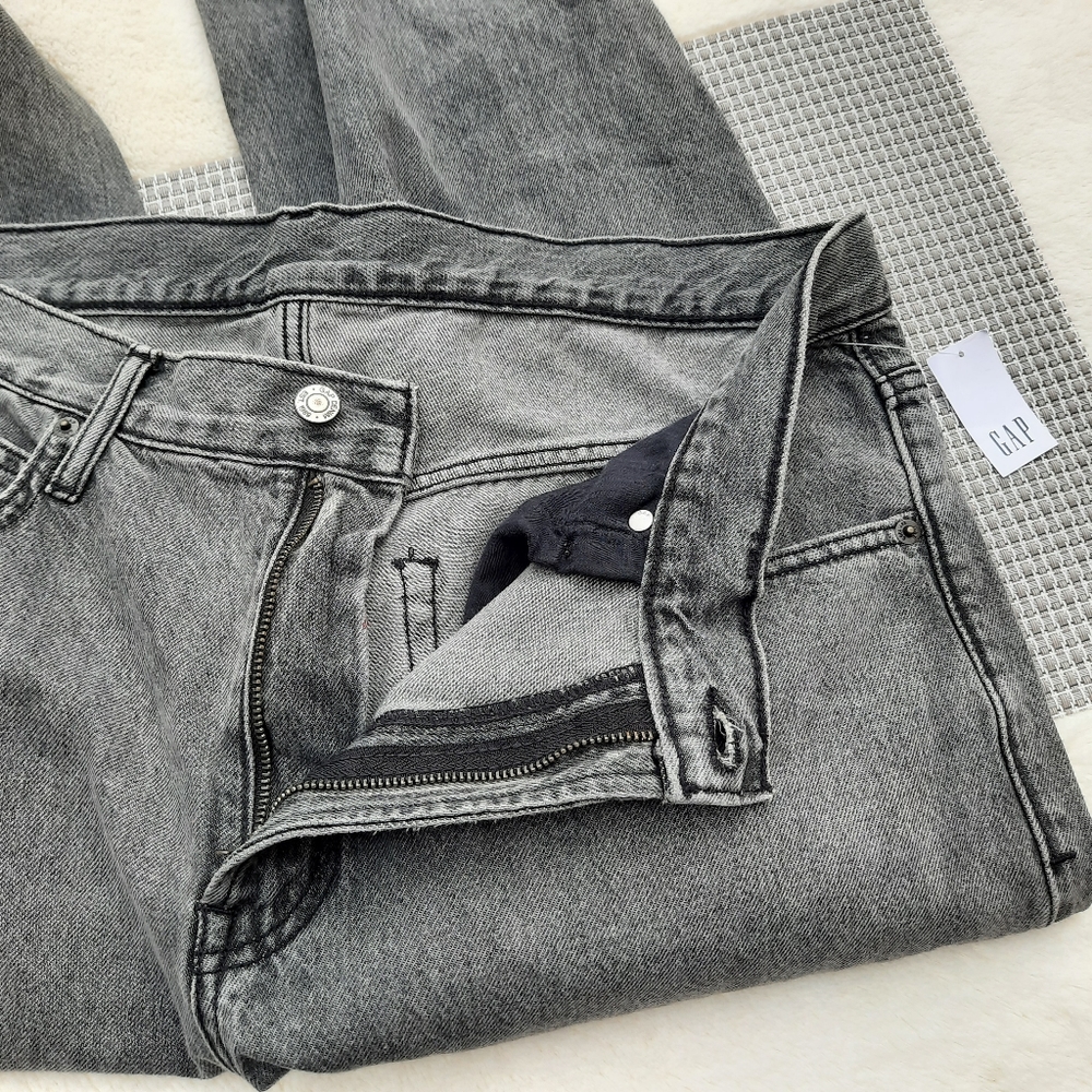 GAP Barrel Jean High Rise Gray Wash Plus 33 16 NEW Washed Black - Picture 10 of 14